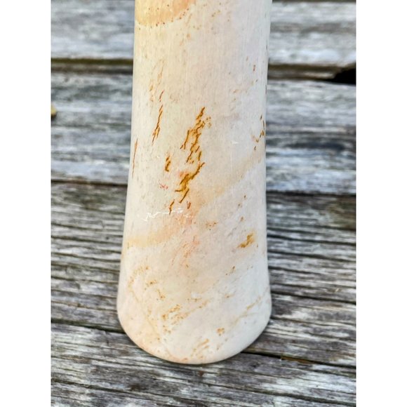 Vintage MCM Carved Pink Soap Stone Spiral Candle stick holder - Picture 6 of 9